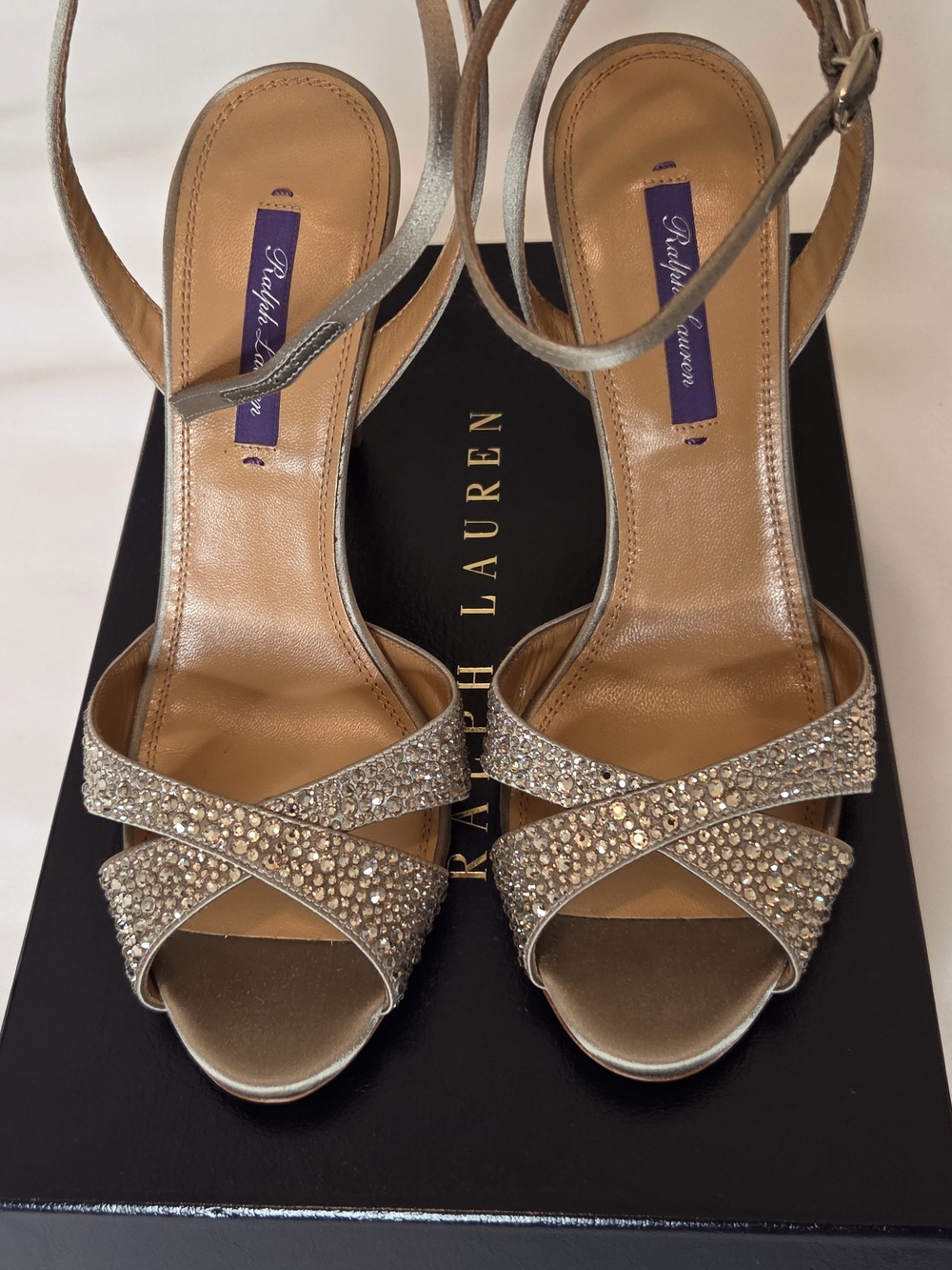 Ralph Lauren Silver Crystal Ankle-Strap Sandals - Picture 3 of 10